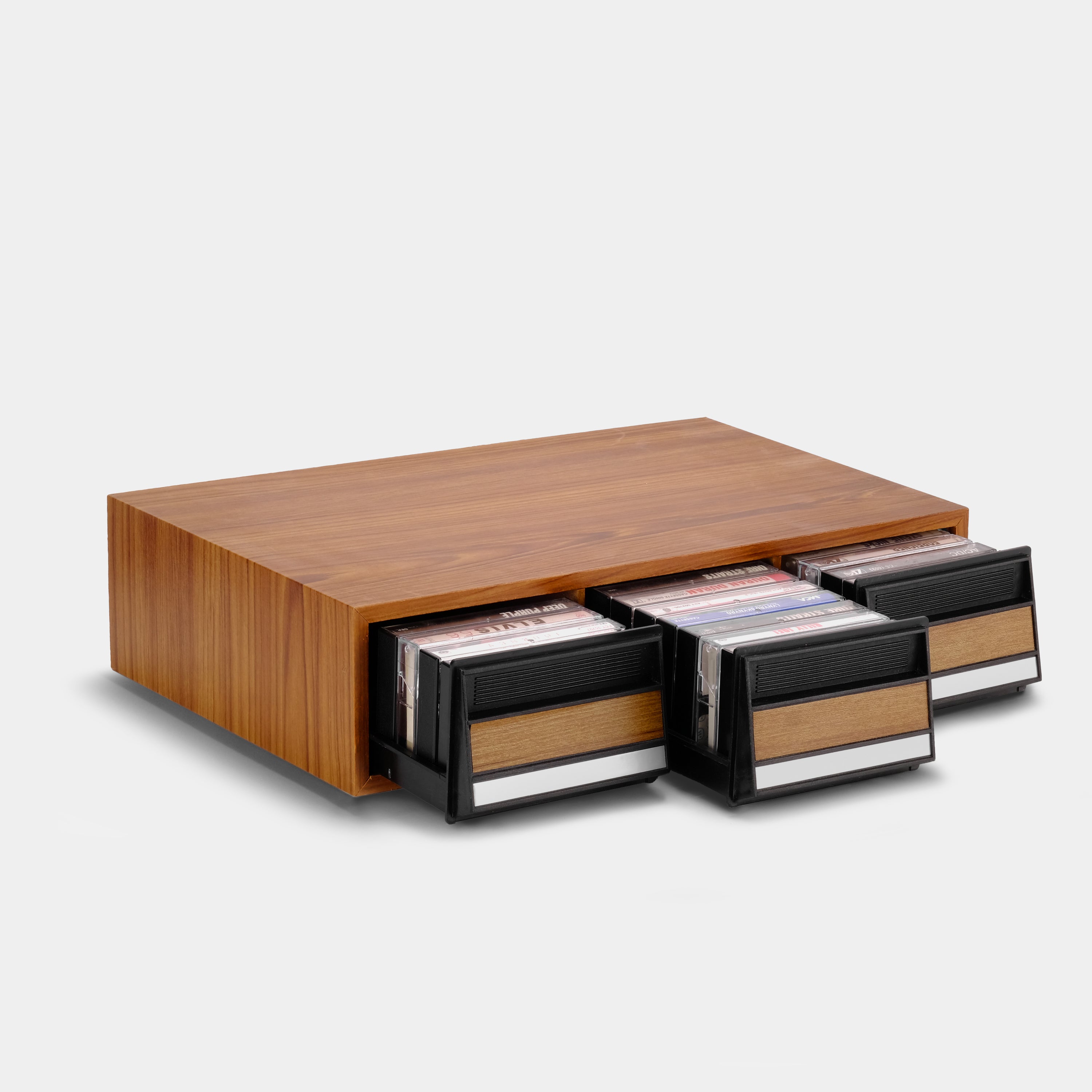 Wood Cassette Tape Storage Drawers