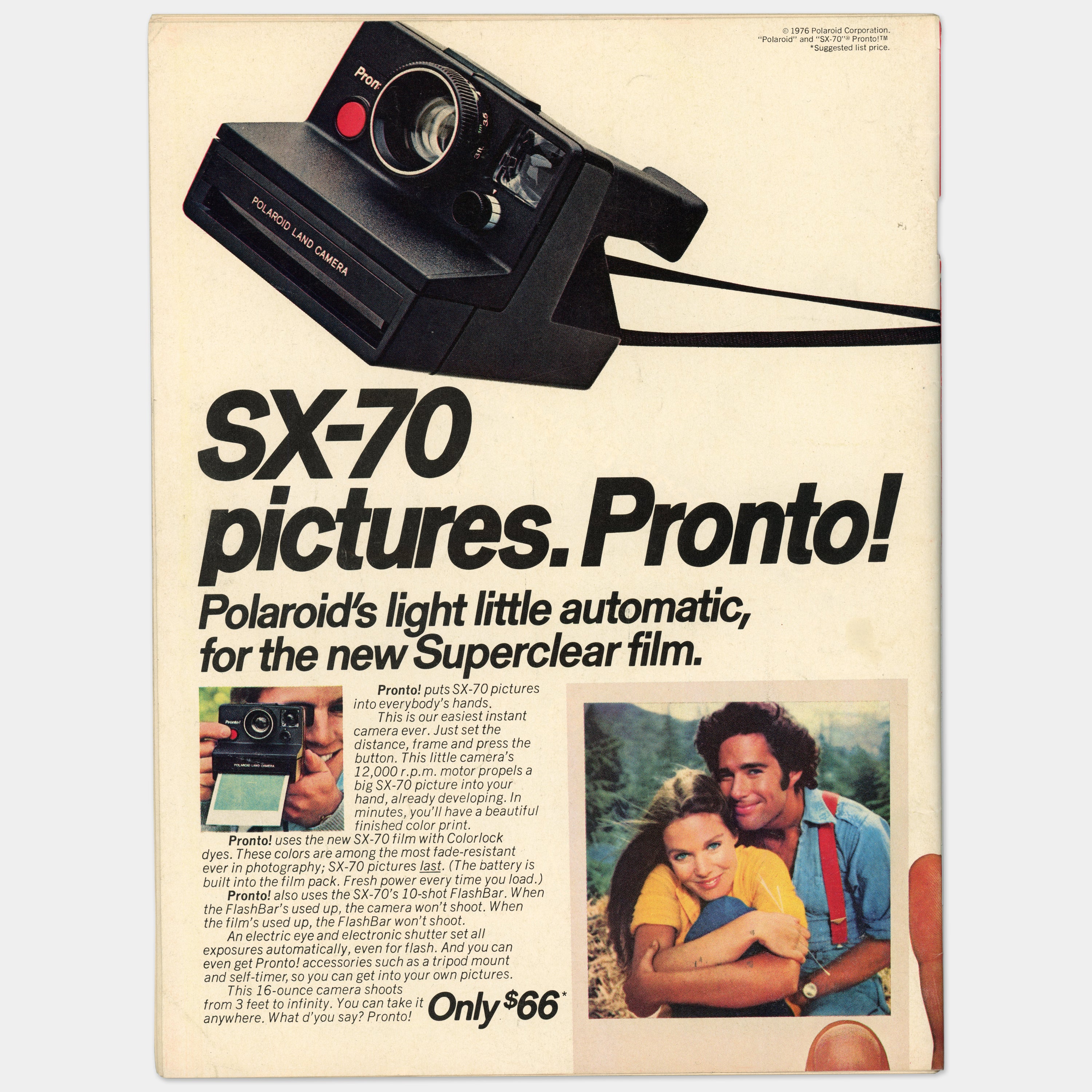 Polaroid SX-70 Pronto Advertisement in 10/4/1976 Time Magazine