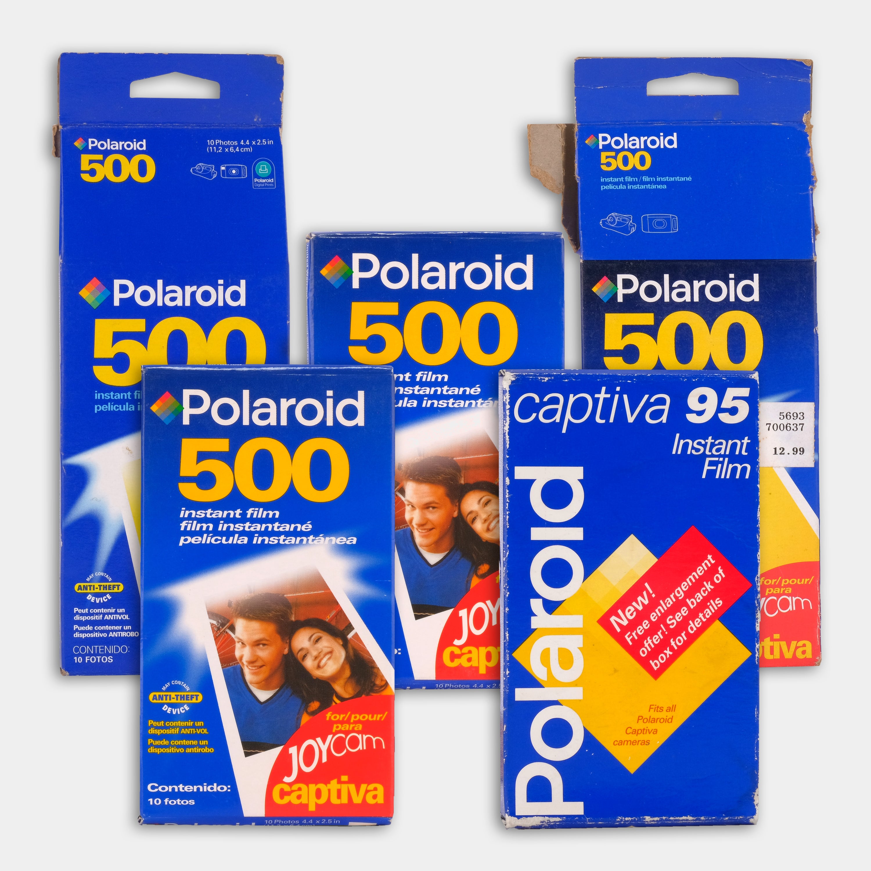 Lot of 5 Expired Polaroid 500 Captiva + JoyCam Film Packs