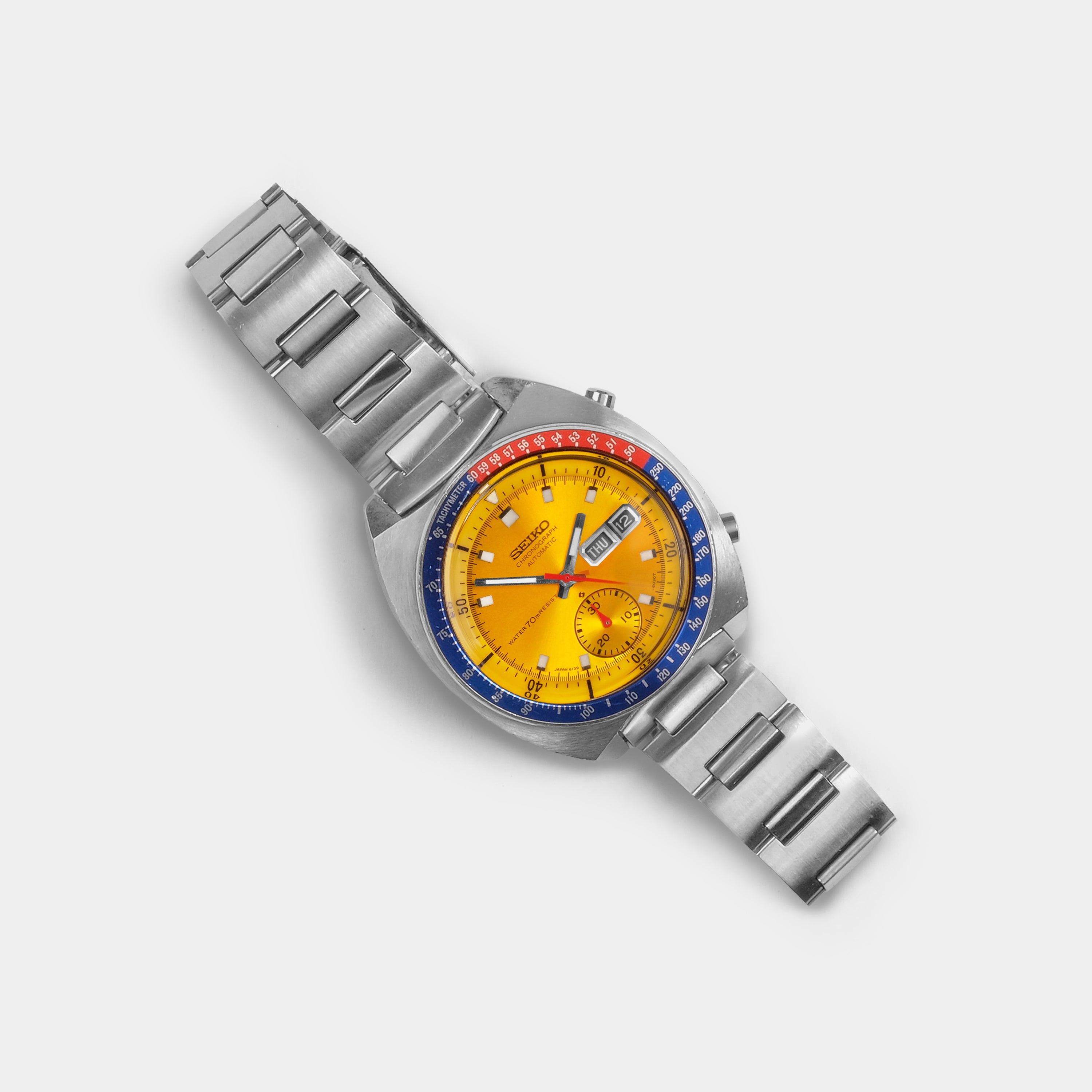 Seiko "Pogue" Automatic Chronograph ref. 6139-6002 (Yellow Dial) Circa July 1971 Wristwatch