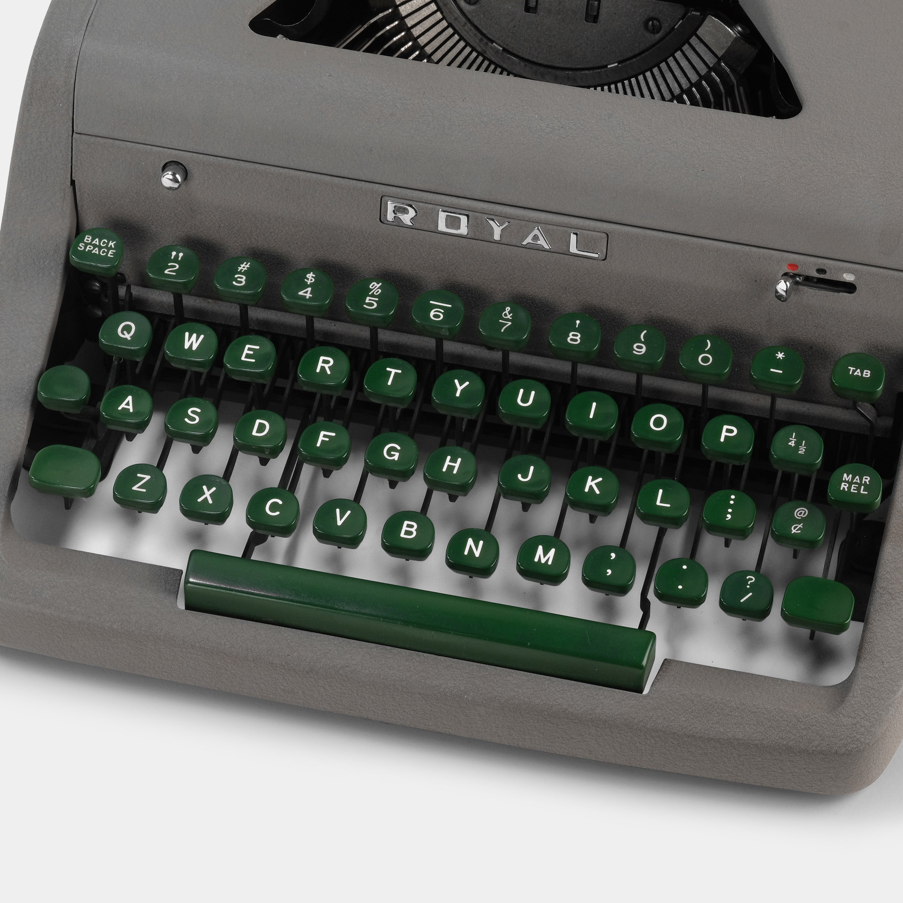 Royal Quiet De Luxe Grey and Green Manual Typewriter and Case