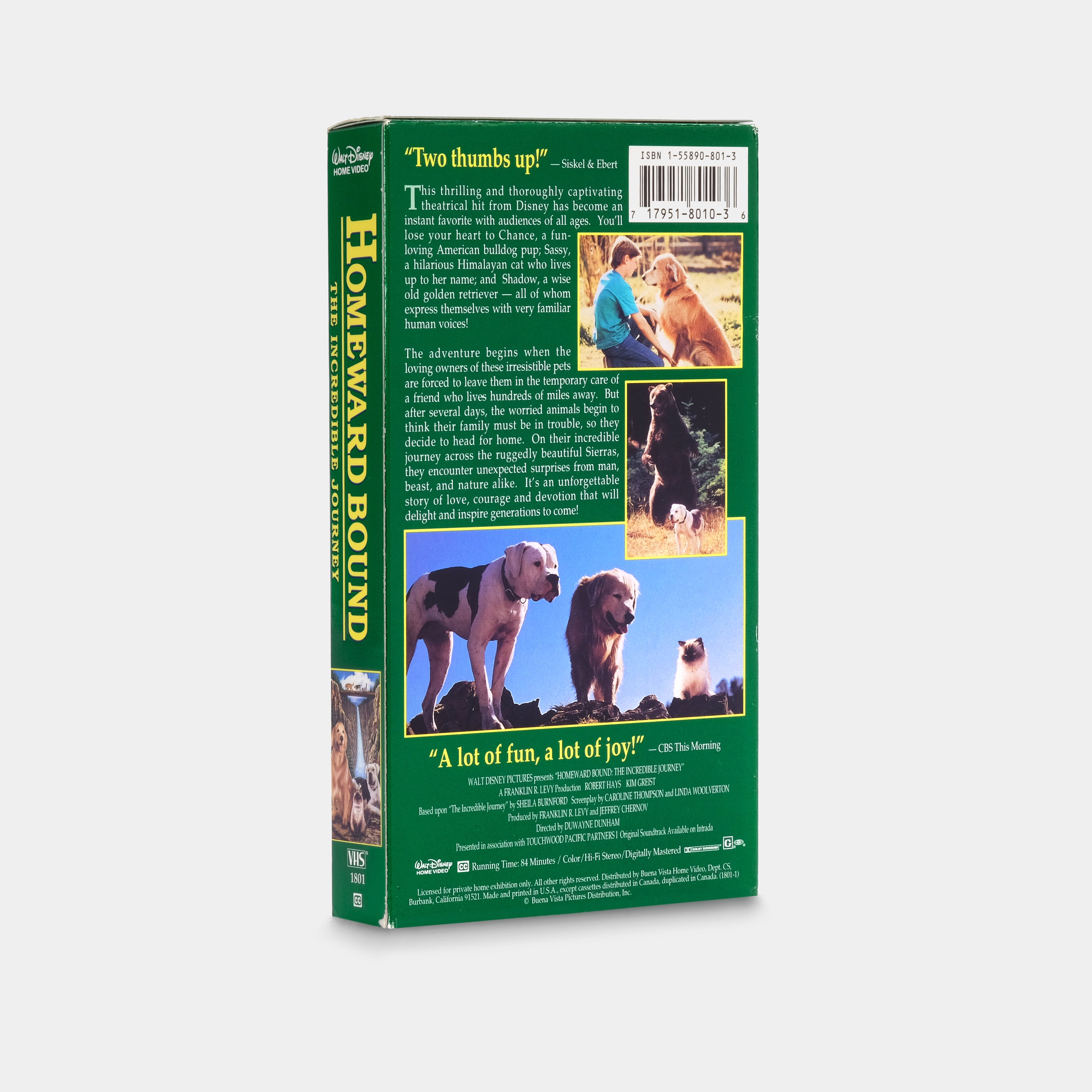 Homeward Bound: The Incredible Journey VHS Tape